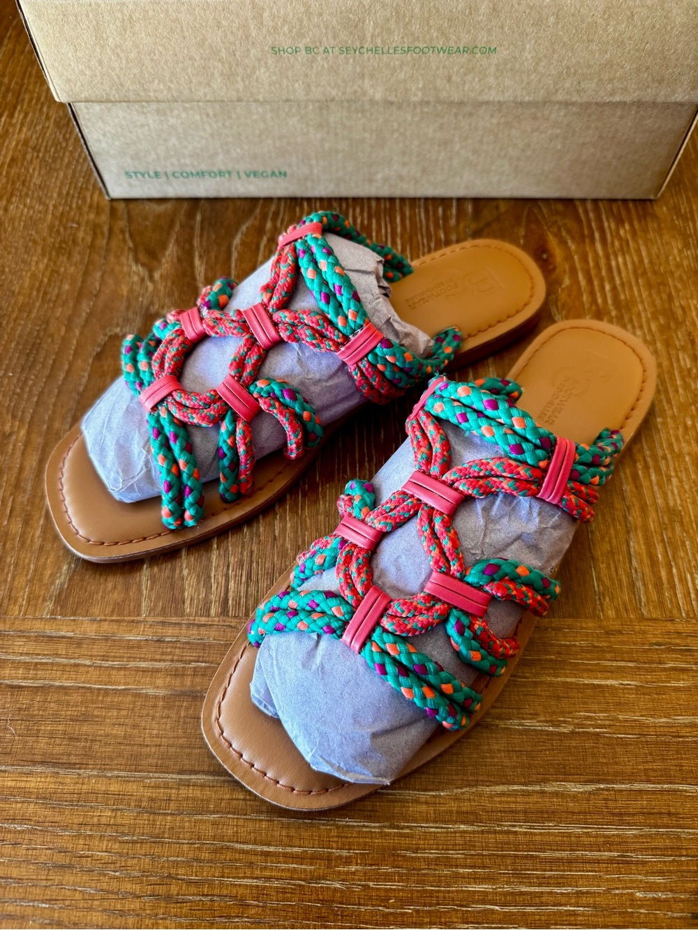 NIB BC Footwear Read My Mind multicolor rope sandals 8 - Picture 2 of 13